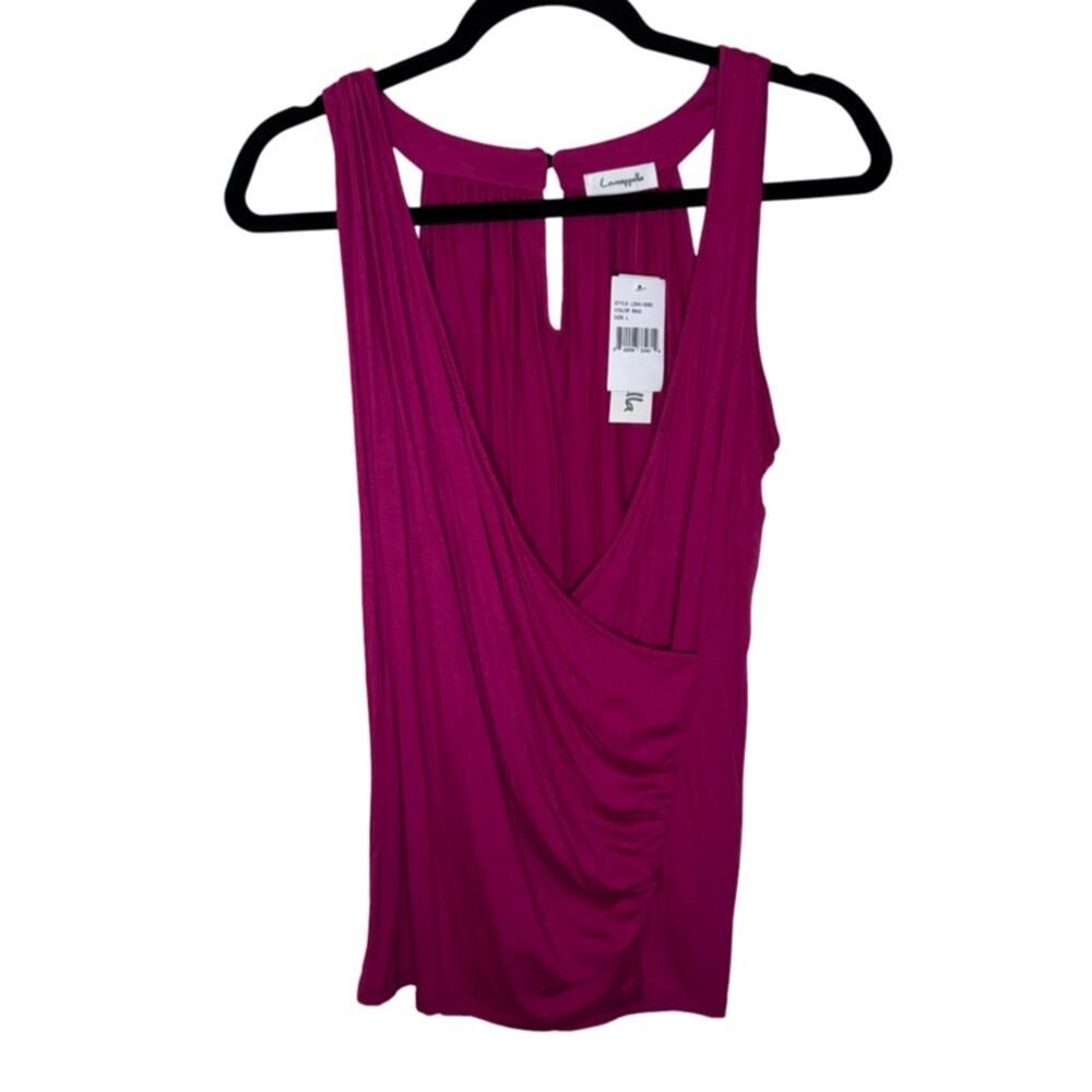 Nordstrom Loveappella Faux Wrap Tank - Magenta Size L